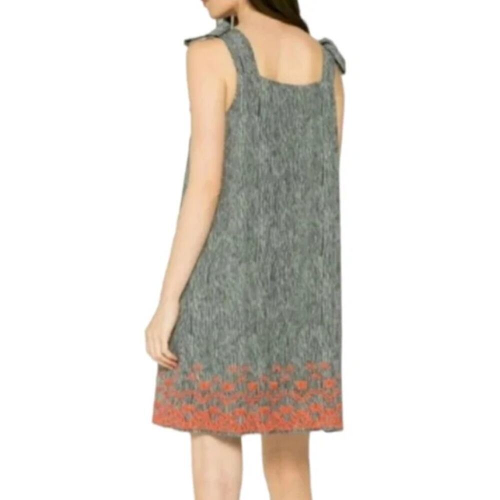 THML Women's Embroidered V-Neck Shift Mini Dress Pullover Size M Black Orange